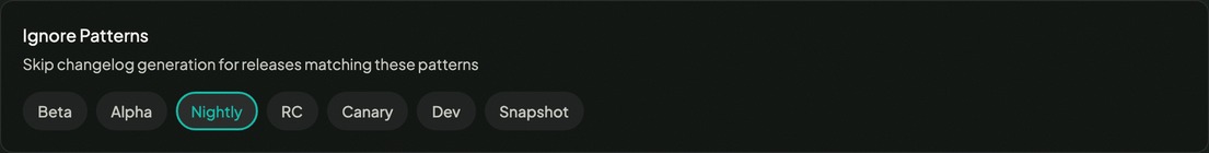Ignore pattern configuration