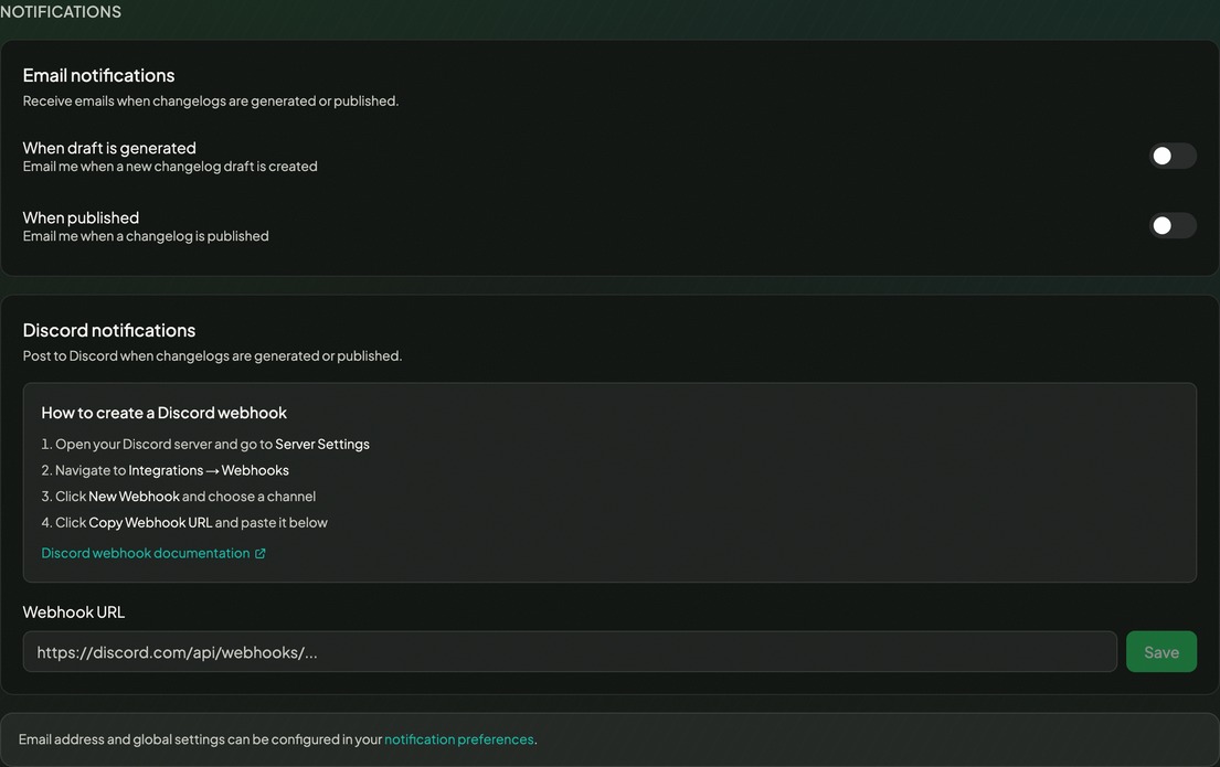 Notification settings